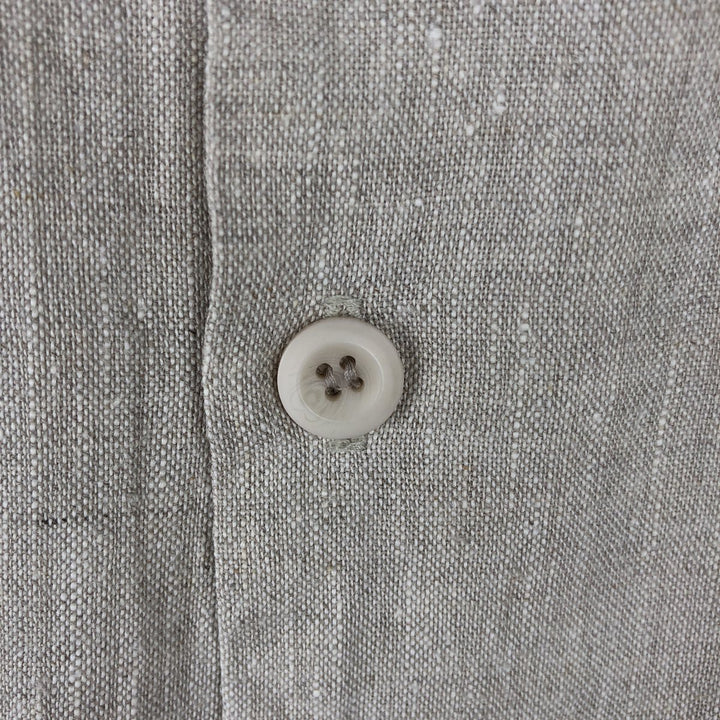 IN FASHION Short-Sleeve Open-Collar Linen Shirt, Boxy Shirt, Men's Size L (approx.) linen Beige type Vintage Second Hand