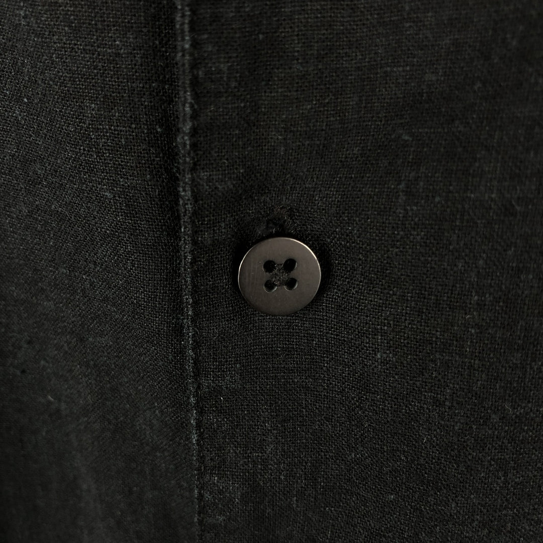 Haggar Washable Linen Two-Tone Short-Sleeve Open-Collar Linen Shirt, Boxy Fit, Men's Size L linen black type Vintage Second Hand
