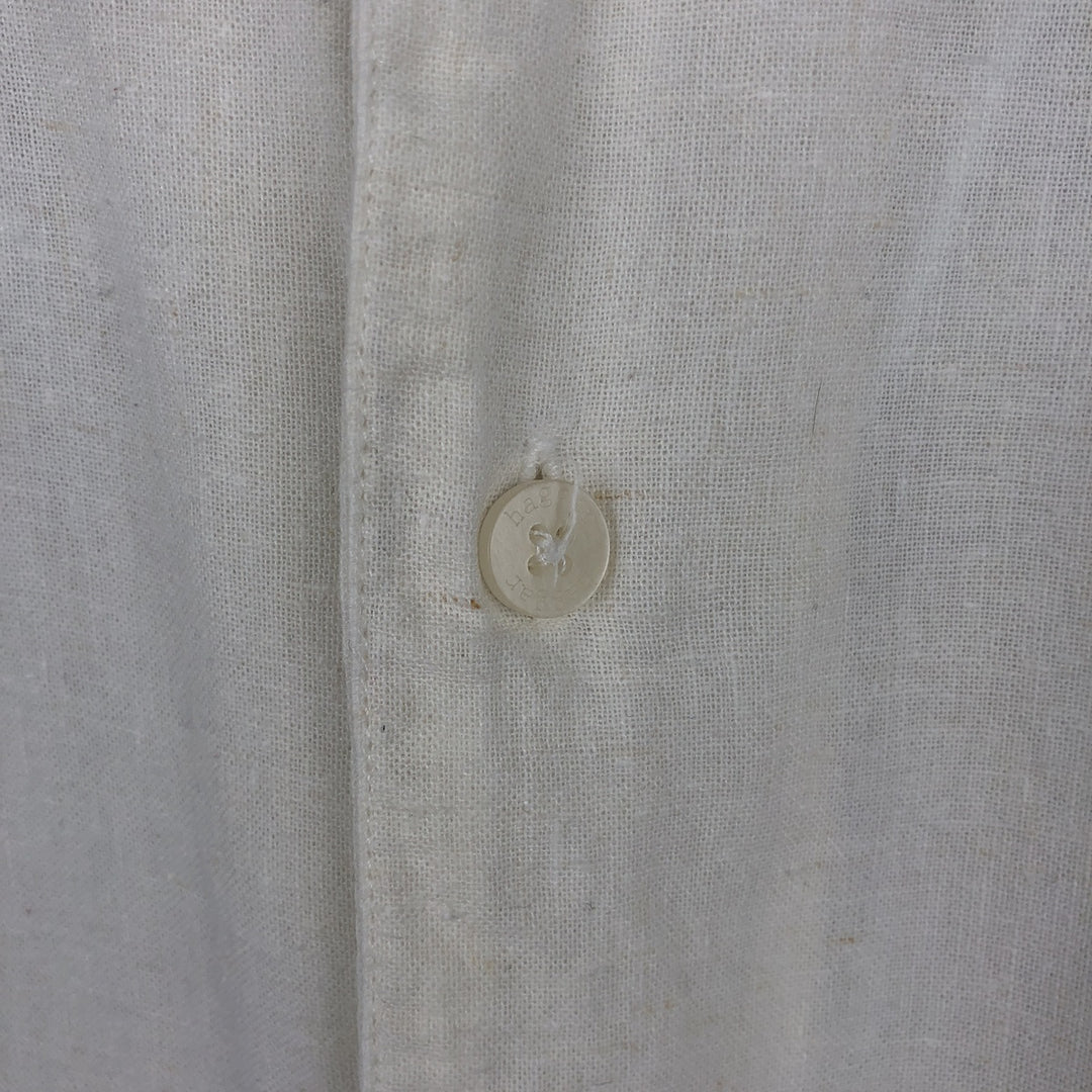Haggar Short-Sleeve Open-Collar Linen Shirt, Boxy Fit, Men's Size L (approx.) linen white type Vintage Second Hand