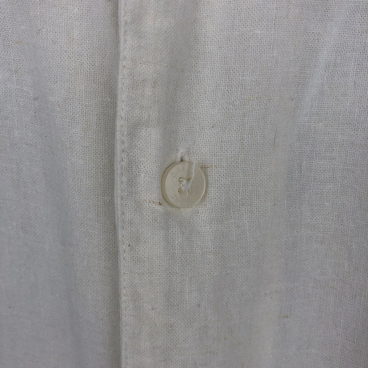 Haggar Short-Sleeve Open-Collar Linen Shirt, Boxy Fit, Men's Size L (approx.) linen white type Vintage Second Hand