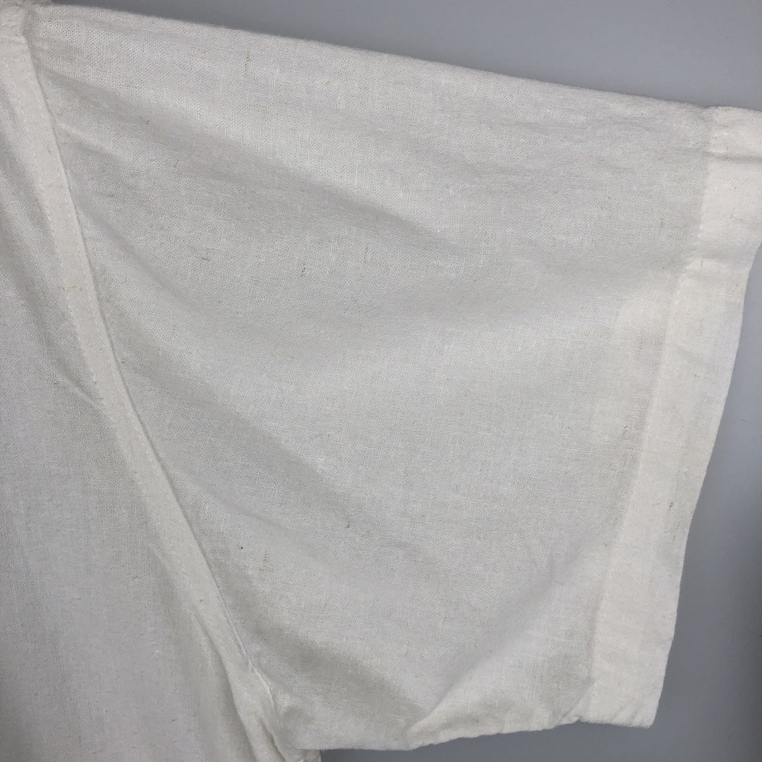 Haggar Short-Sleeve Open-Collar Linen Shirt, Boxy Fit, Men's Size L (approx.) linen white type Vintage Second Hand