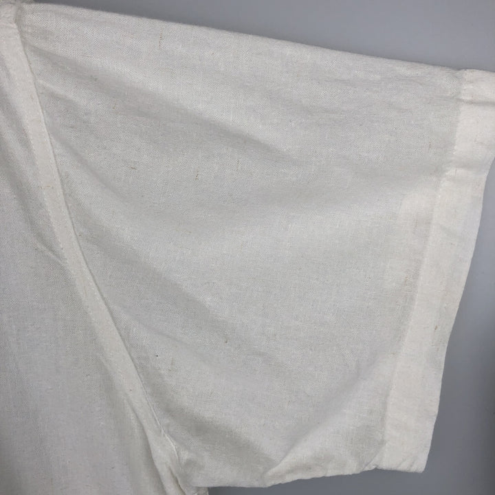Haggar Short-Sleeve Open-Collar Linen Shirt, Boxy Fit, Men's Size L (approx.) linen white type Vintage Second Hand