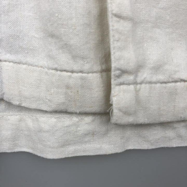 Haggar Short-Sleeve Open-Collar Linen Shirt, Boxy Fit, Men's Size L (approx.) linen white type Vintage Second Hand