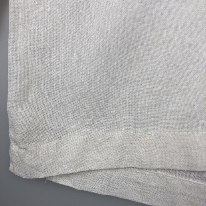 Haggar Short-Sleeve Open-Collar Linen Shirt, Boxy Fit, Men's Size L (approx.) linen white type Vintage Second Hand