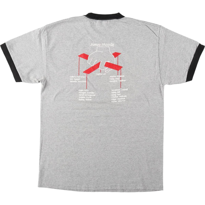 PORT and COMPANY Ringer T-shirt, Women's Size M (equivalent to size M) cotton gray type Vintage Second Hand