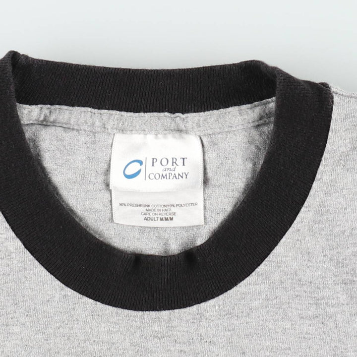 PORT and COMPANY Ringer T-shirt, Women's Size M (equivalent to size M) cotton gray type Vintage Second Hand