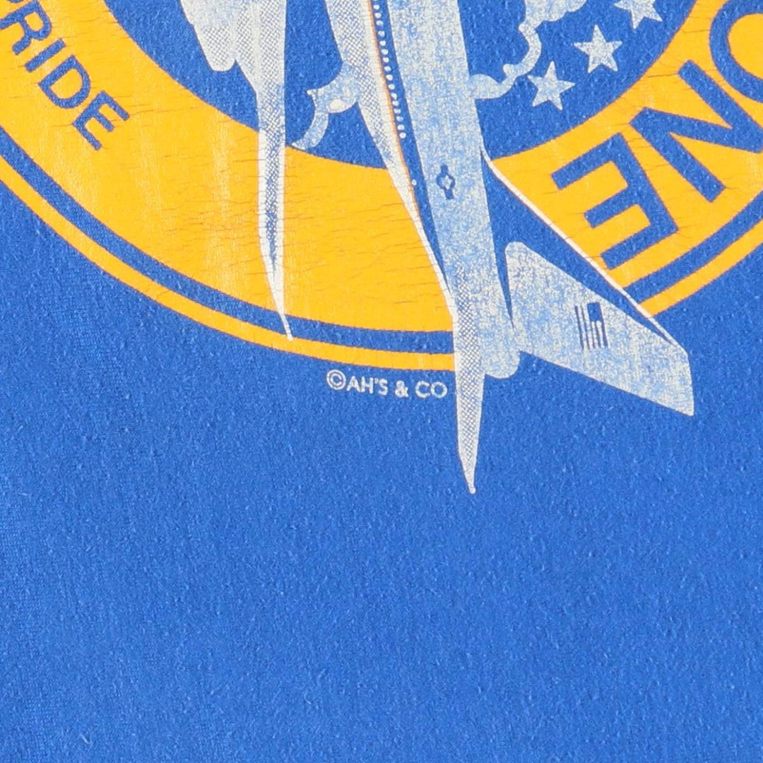 90'S Screen Stars Air Force One Print T-Shirt, Made in USA, Men's Size L (approx.), Vintage cotton blue type Vintage Second Hand