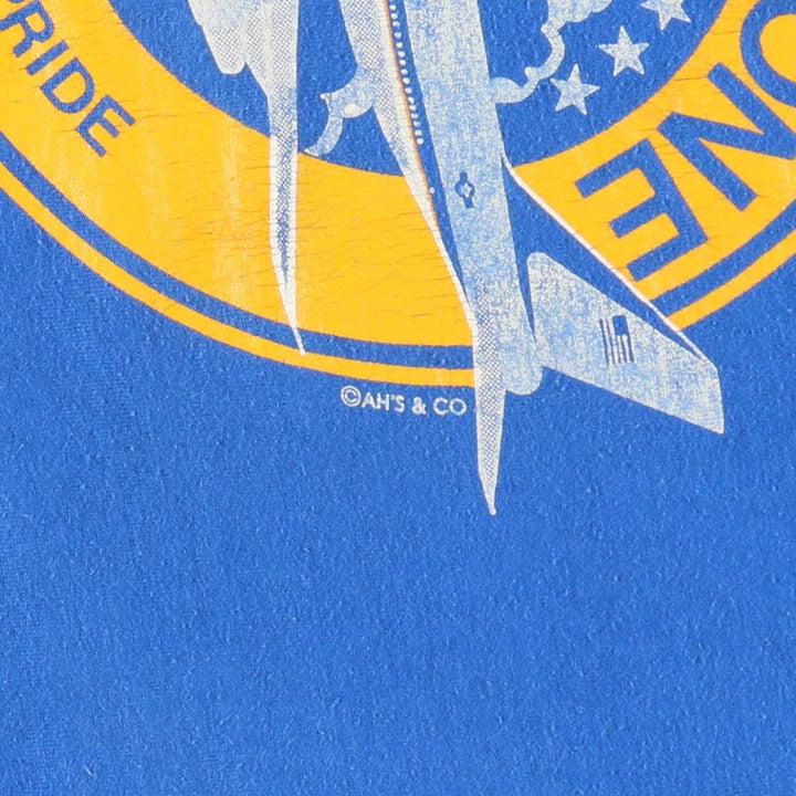 90'S Screen Stars Air Force One Print T-Shirt, Made in USA, Men's Size L (approx.), Vintage cotton blue type Vintage Second Hand