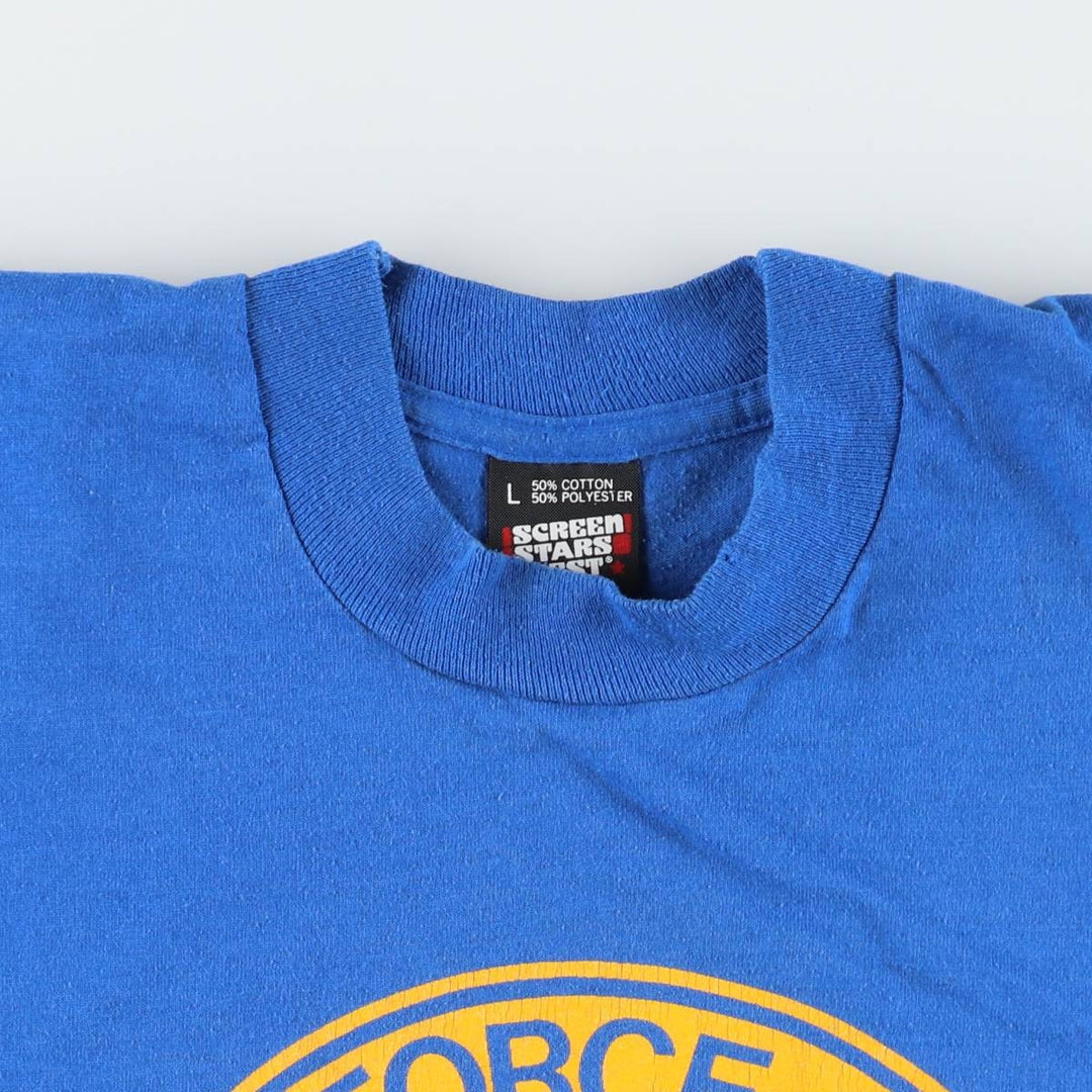 90'S Screen Stars Air Force One Print T-Shirt, Made in USA, Men's Size L (approx.), Vintage cotton blue type Vintage Second Hand
