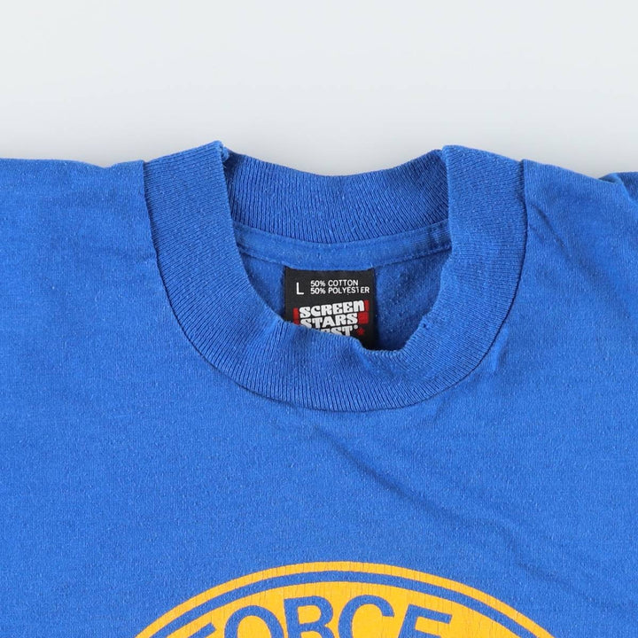 90'S Screen Stars Air Force One Print T-Shirt, Made in USA, Men's Size L (approx.), Vintage cotton blue type Vintage Second Hand