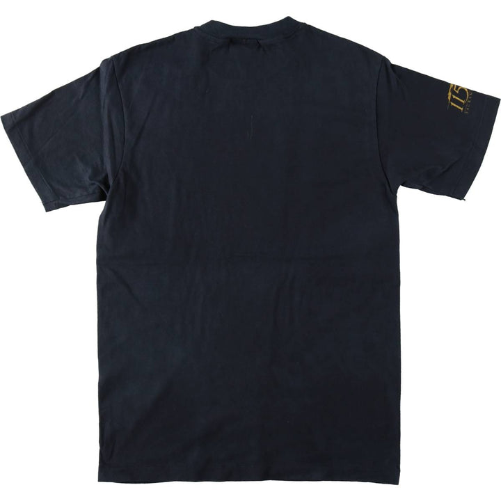 Vintage 1980'S Hanes BEEFY-T Blue Tag Print T-Shirt, Made in USA, Men's Size Medium cotton black type Vintage Second Hand