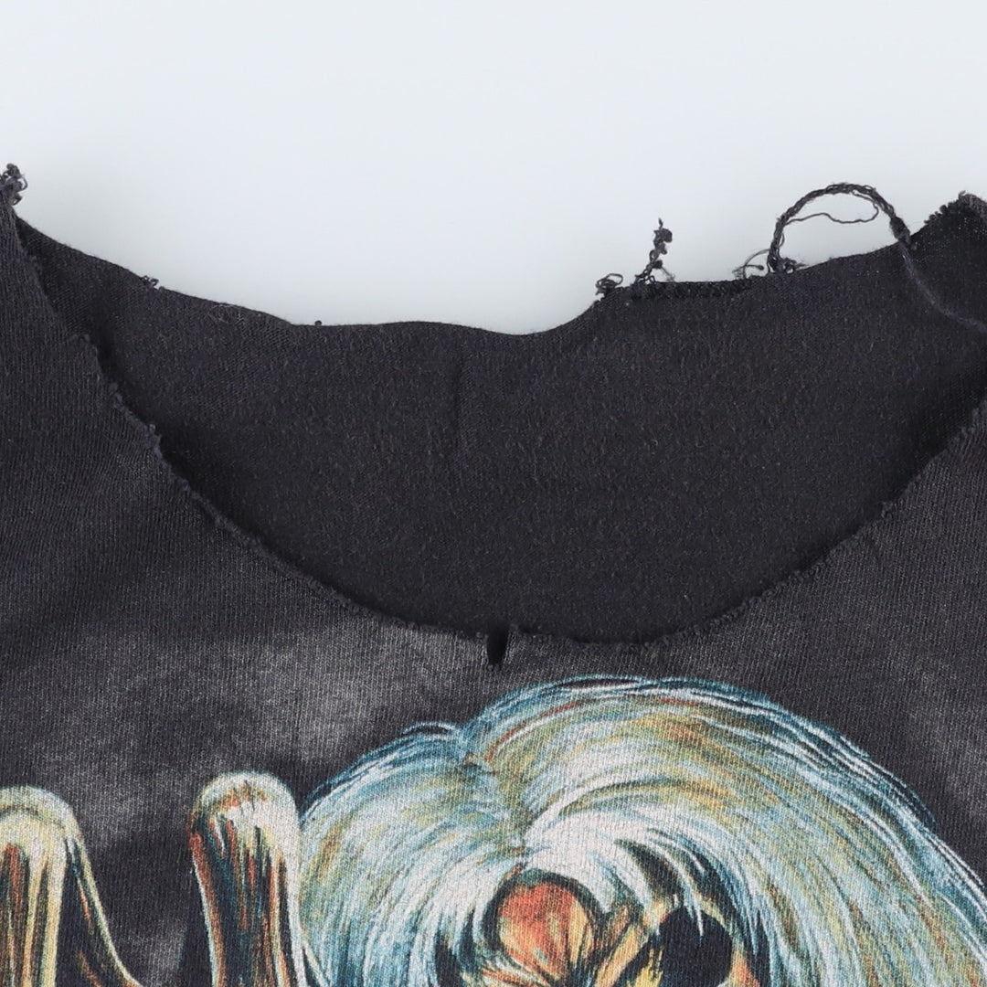IRON MAIDEN Sleeveless Cut-Off Band T-Shirt (Women's Size S) unclear black type Vintage Second Hand