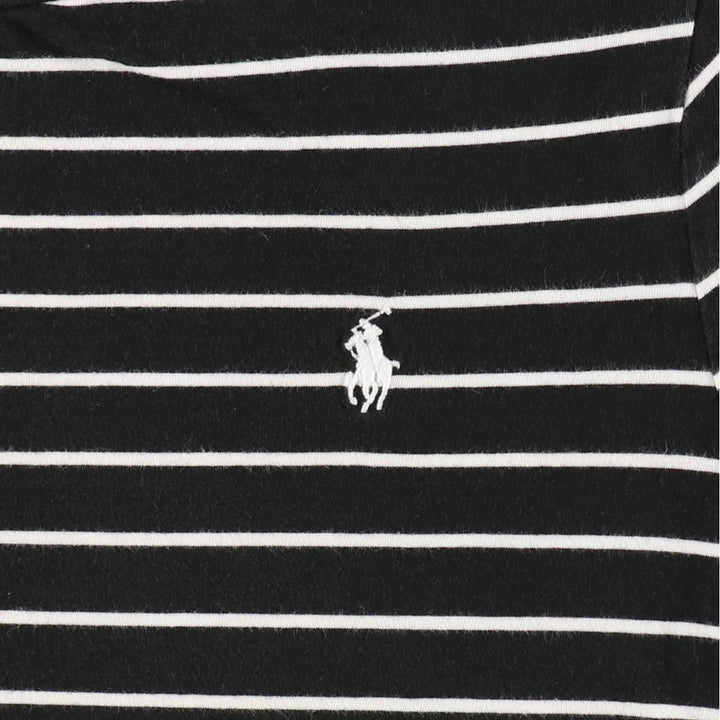 Ralph Lauren POLO RALPH LAUREN CUSTOM SLIM FIT Short-Sleeve Striped T-Shirt, Women's Size L (approx.) cotton black type Vintage Second Hand