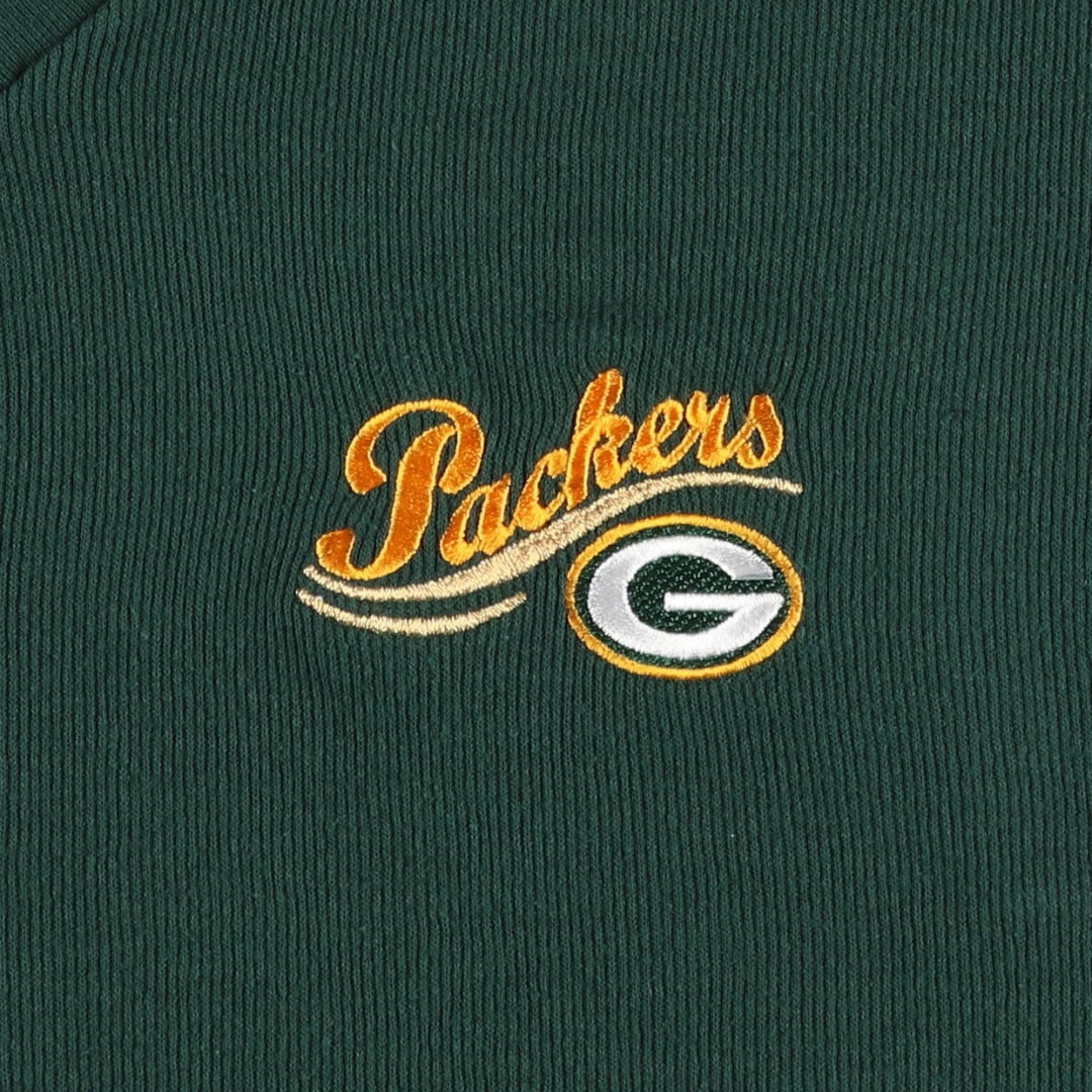 90'S Lee NFL Green Bay Packers V-neck T-shirt, Made in USA, Women's XL equivalent, Vintage cotton green type Vintage Second Hand