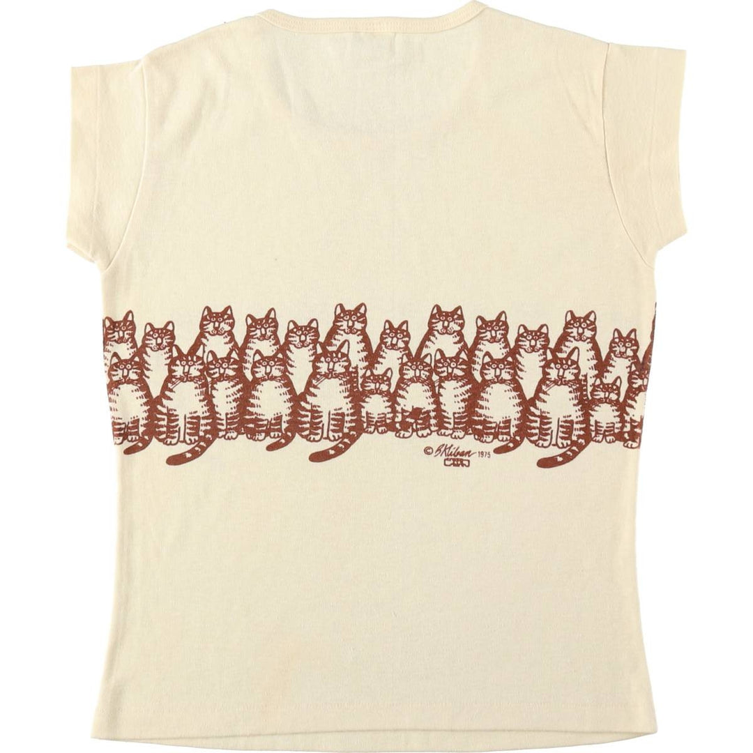 70'S Crazy Shirts KLIBAN CAT Cat Pattern Character Print T-Shirt, Women's Size M (approx.), Vintage cotton ivory Vintage Second Hand