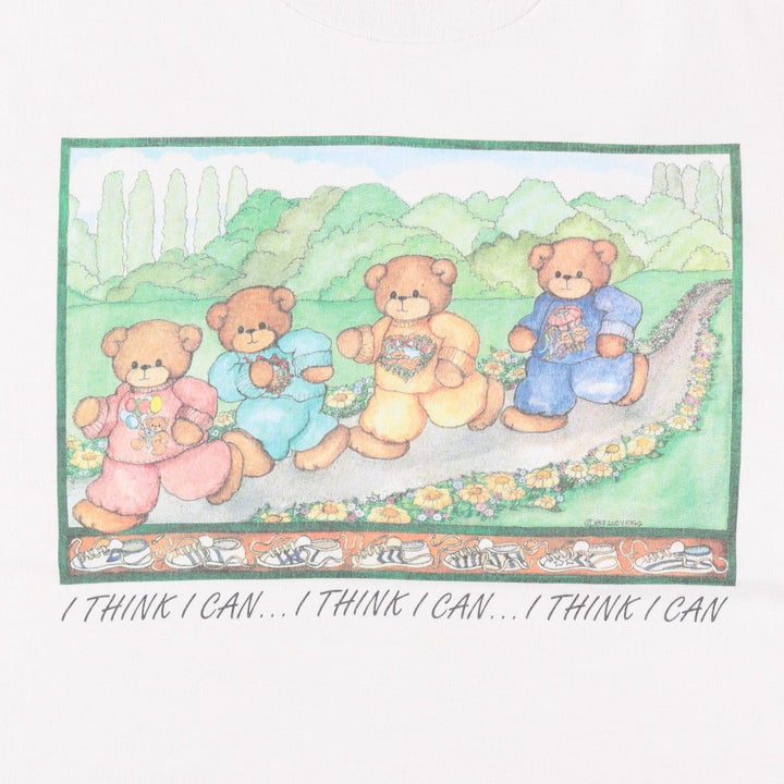 90'S Fruit of the Loom Best Teddy Bear Pattern Animal T-Shirt, Made in USA, Women's Size L (approx.), Vintage cotton white type Vintage Second Hand