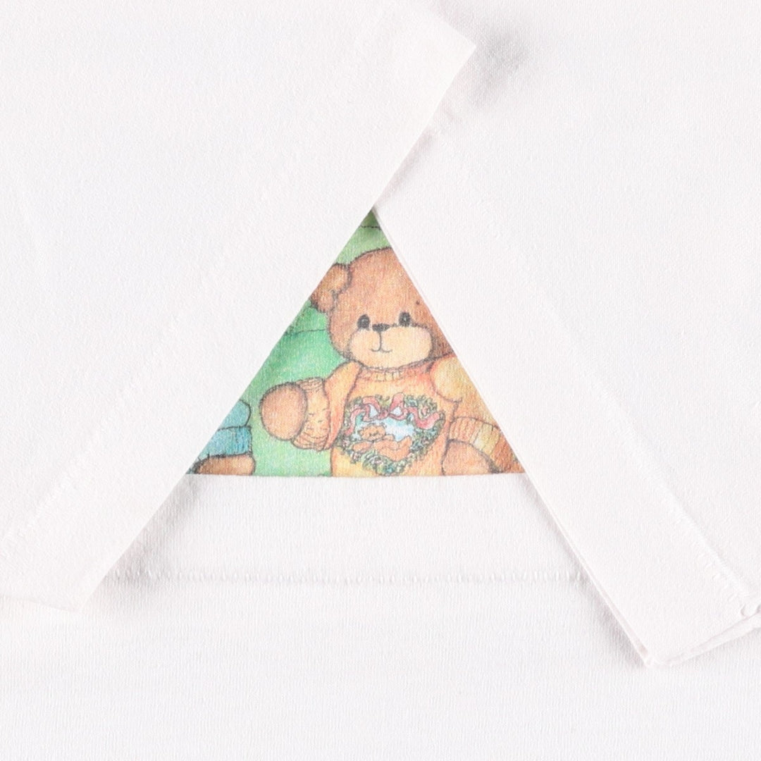 90'S Fruit of the Loom Best Teddy Bear Pattern Animal T-Shirt, Made in USA, Women's Size L (approx.), Vintage cotton white type Vintage Second Hand
