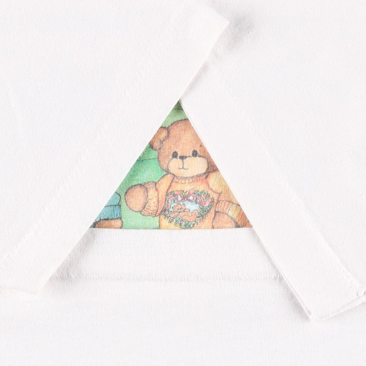 90'S Fruit of the Loom Best Teddy Bear Pattern Animal T-Shirt, Made in USA, Women's Size L (approx.), Vintage cotton white type Vintage Second Hand