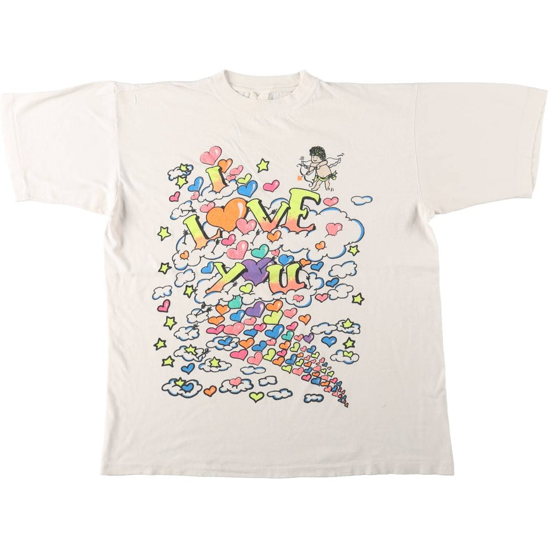 Printed T-shirt, Women's XL equivalent, Vintage unclear white type Vintage Second Hand