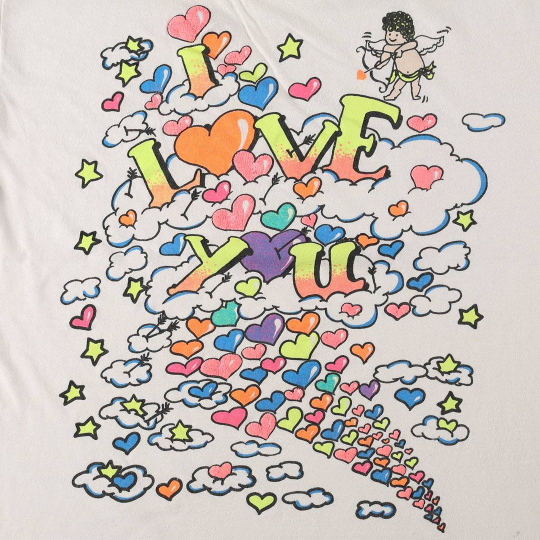 Printed T-shirt, Women's XL equivalent, Vintage unclear white type Vintage Second Hand