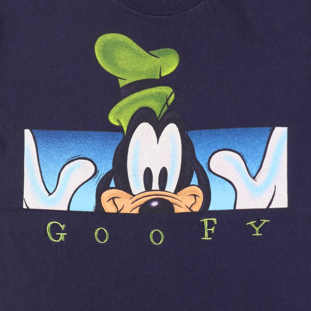 90'S Disney Goofy character print T-shirt, made in USA, women's size M equivalent, vintage. cotton navy blue type Vintage Second Hand