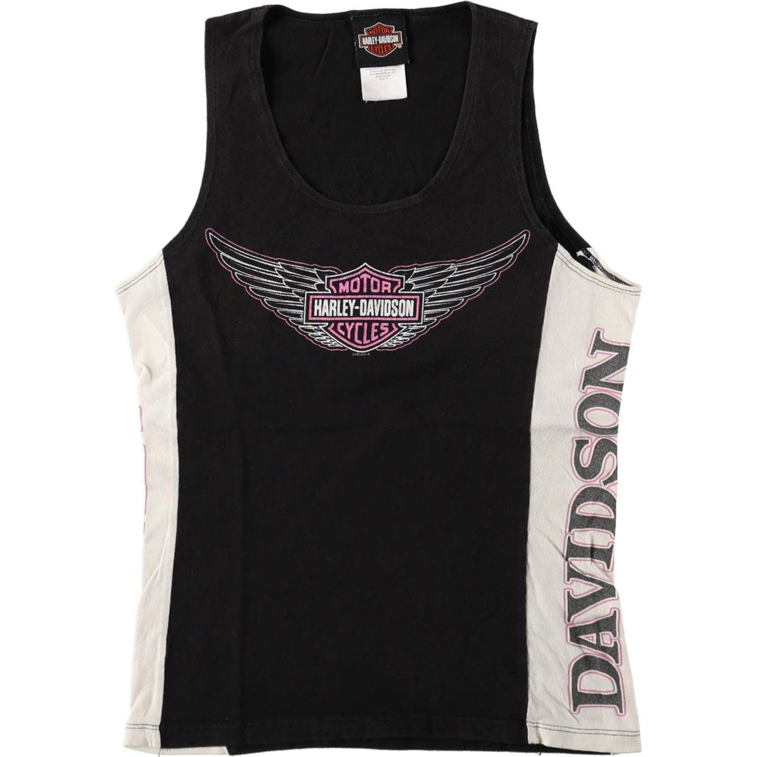 Harley-Davidson Rhinestone Motorcycle Tank Top, Made in USA, Women's Size S (approx.) cotton black type Vintage Second Hand