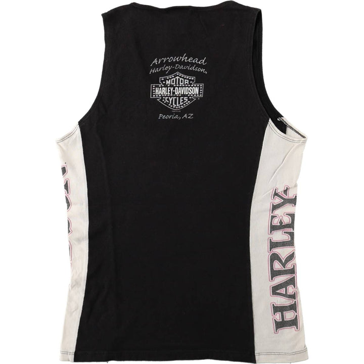 Harley-Davidson Rhinestone Motorcycle Tank Top, Made in USA, Women's Size S (approx.) cotton black type Vintage Second Hand