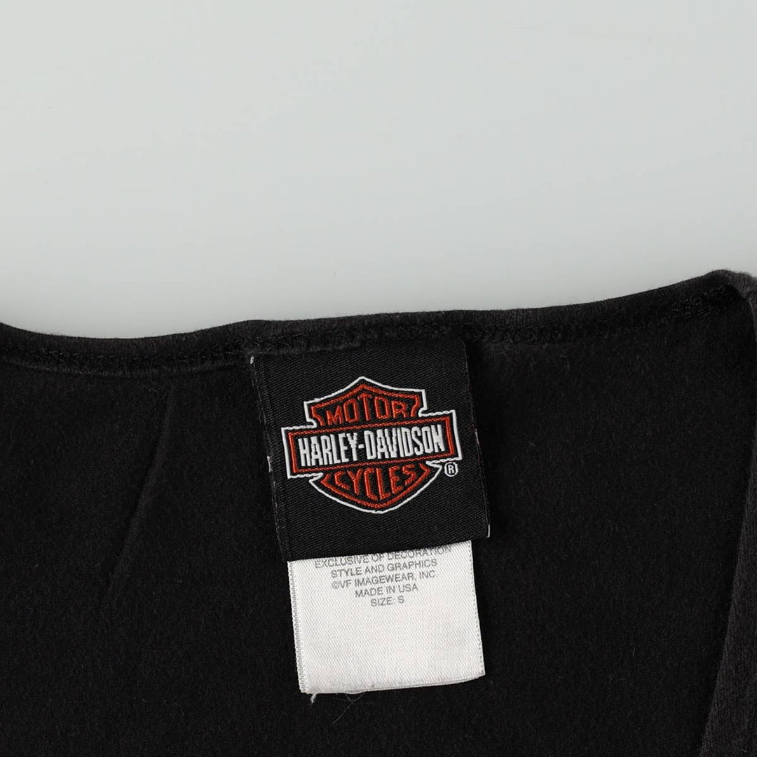 Harley-Davidson Rhinestone Motorcycle Tank Top, Made in USA, Women's Size S (approx.) cotton black type Vintage Second Hand