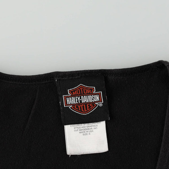 Harley-Davidson Rhinestone Motorcycle Tank Top, Made in USA, Women's Size S (approx.) cotton black type Vintage Second Hand