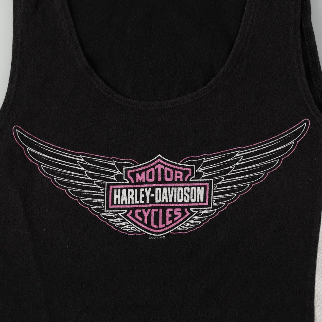 Harley-Davidson Rhinestone Motorcycle Tank Top, Made in USA, Women's Size S (approx.) cotton black type Vintage Second Hand