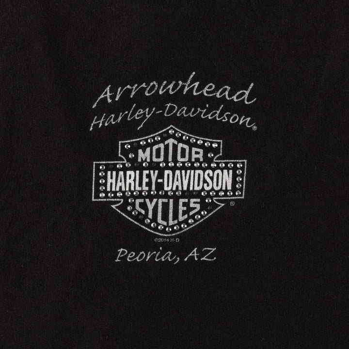 Harley-Davidson Rhinestone Motorcycle Tank Top, Made in USA, Women's Size S (approx.) cotton black type Vintage Second Hand