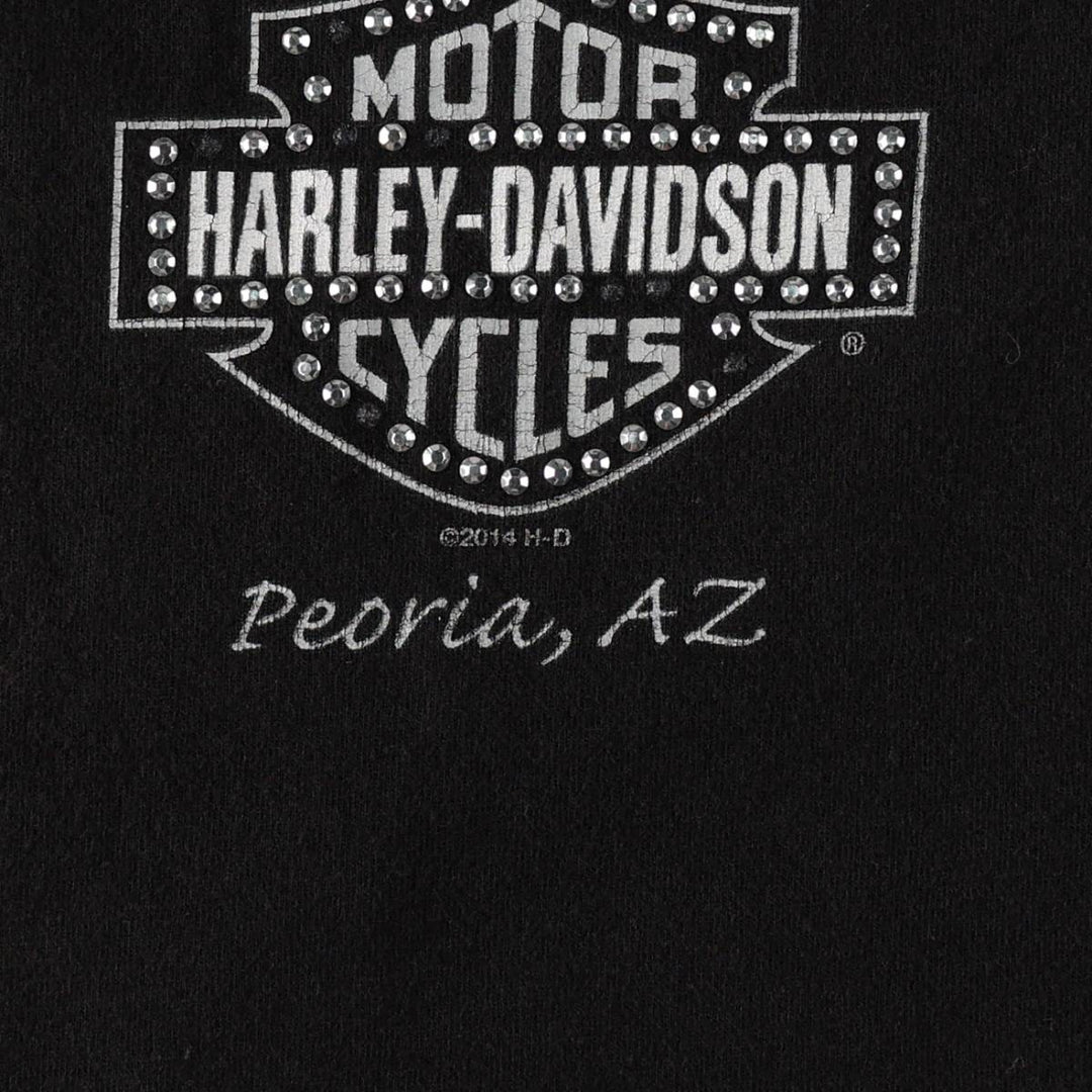 Harley-Davidson Rhinestone Motorcycle Tank Top, Made in USA, Women's Size S (approx.) cotton black type Vintage Second Hand