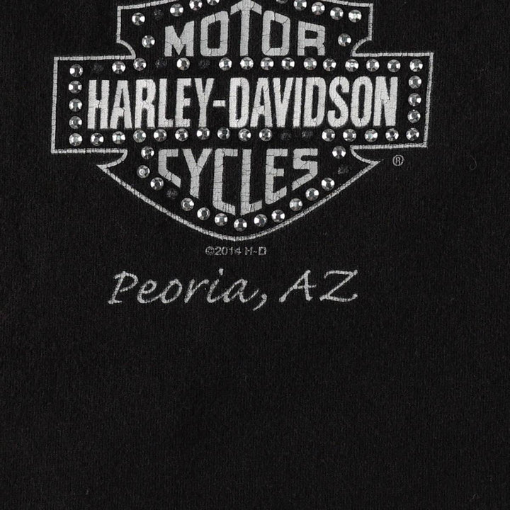 Harley-Davidson Rhinestone Motorcycle Tank Top, Made in USA, Women's Size S (approx.) cotton black type Vintage Second Hand