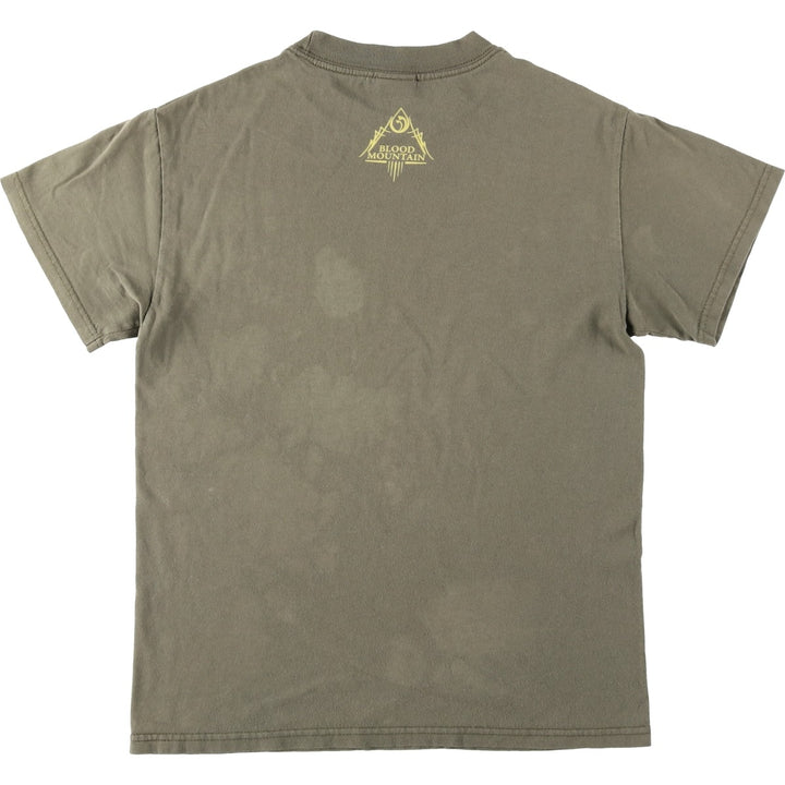 Tennessee River Mastodon Skull Pattern Band T-Shirt (Men's Size S) cotton Khaki type Vintage Second Hand
