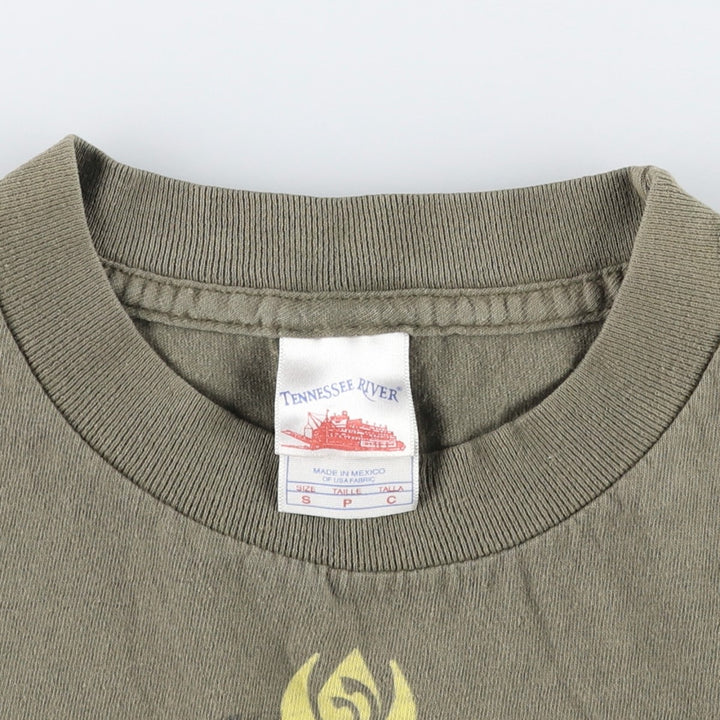 Tennessee River Mastodon Skull Pattern Band T-Shirt (Men's Size S) cotton Khaki type Vintage Second Hand
