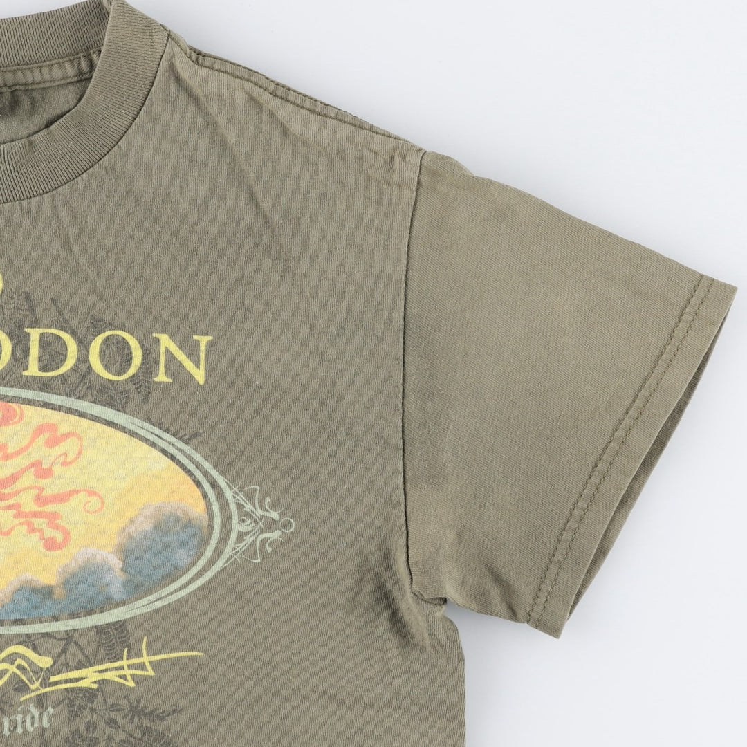 Tennessee River Mastodon Skull Pattern Band T-Shirt (Men's Size S) cotton Khaki type Vintage Second Hand