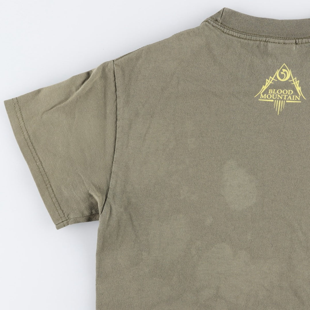 Tennessee River Mastodon Skull Pattern Band T-Shirt (Men's Size S) cotton Khaki type Vintage Second Hand