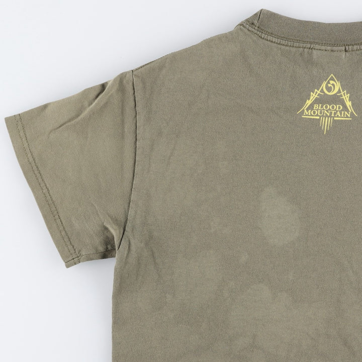 Tennessee River Mastodon Skull Pattern Band T-Shirt (Men's Size S) cotton Khaki type Vintage Second Hand