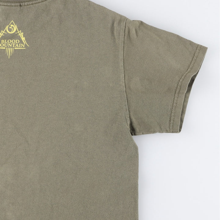 Tennessee River Mastodon Skull Pattern Band T-Shirt (Men's Size S) cotton Khaki type Vintage Second Hand