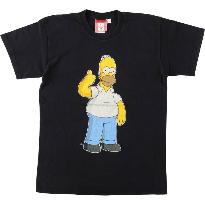THE SIMPSONS Character Print T-Shirt (Women's Size S) cotton black type Vintage Second Hand