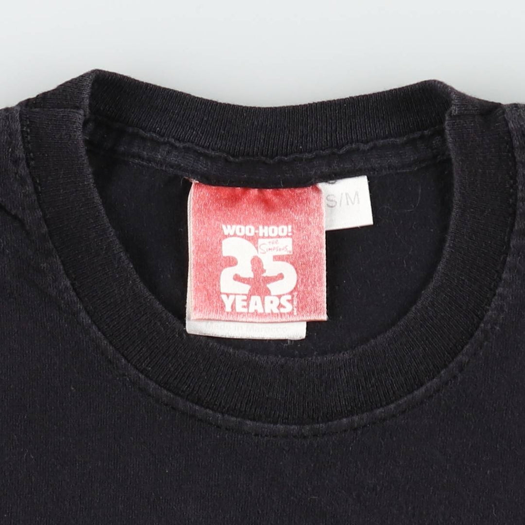 THE SIMPSONS Character Print T-Shirt (Women's Size S) cotton black type Vintage Second Hand