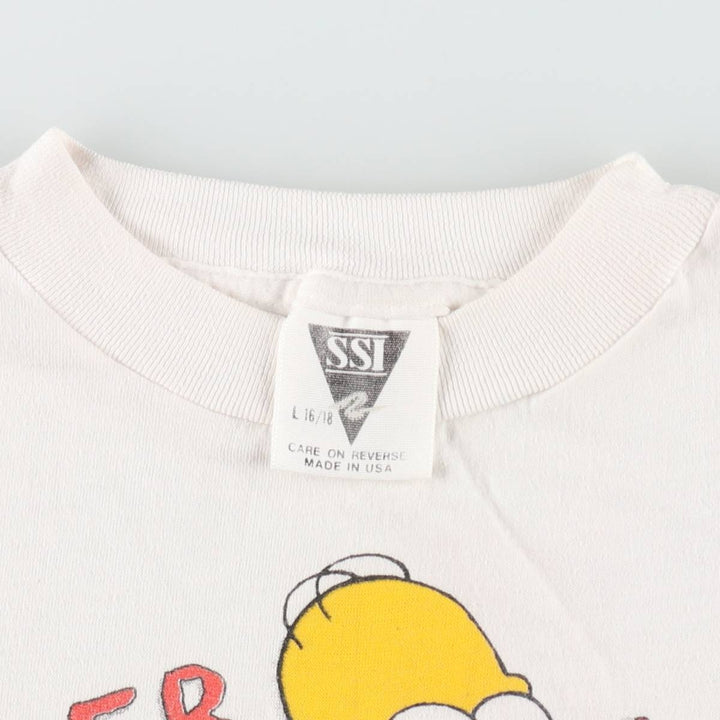 90'S SSI THE SIMPSONS Character Print T-Shirt, Made in USA, Women's Size S (Equivalent), Vintage cotton white type Vintage Second Hand
