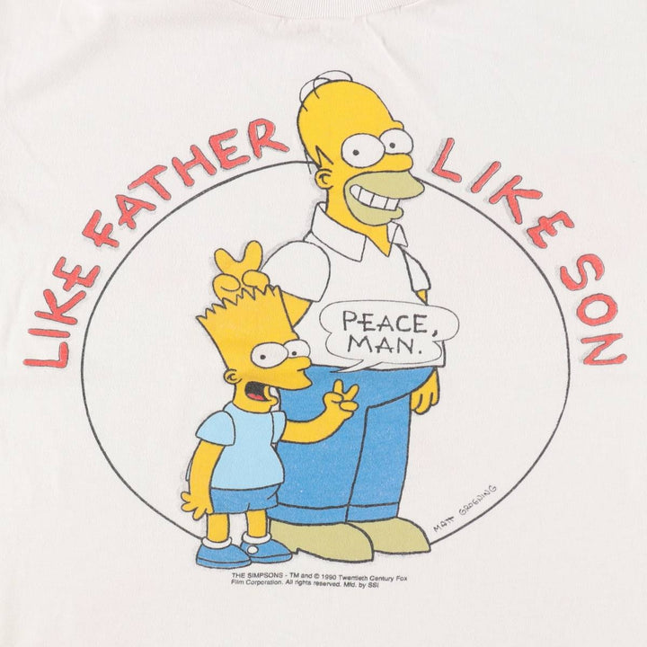 90'S SSI THE SIMPSONS Character Print T-Shirt, Made in USA, Women's Size S (Equivalent), Vintage cotton white type Vintage Second Hand