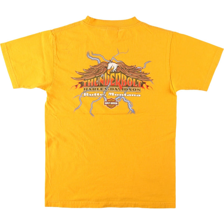 2000'S Harley-Davidson Eagle Pattern Motorcycle T-Shirt, Made in USA, Women's Size M (approx.) cotton yellow type Vintage Second Hand