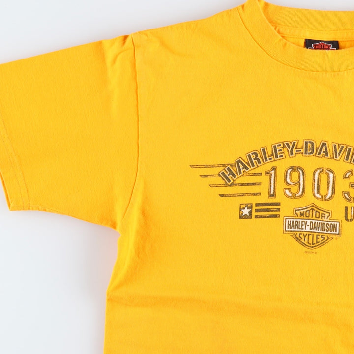 2000'S Harley-Davidson Eagle Pattern Motorcycle T-Shirt, Made in USA, Women's Size M (approx.) cotton yellow type Vintage Second Hand