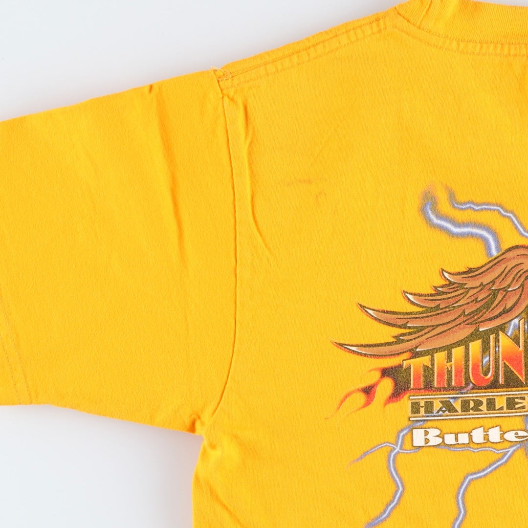 2000'S Harley-Davidson Eagle Pattern Motorcycle T-Shirt, Made in USA, Women's Size M (approx.) cotton yellow type Vintage Second Hand
