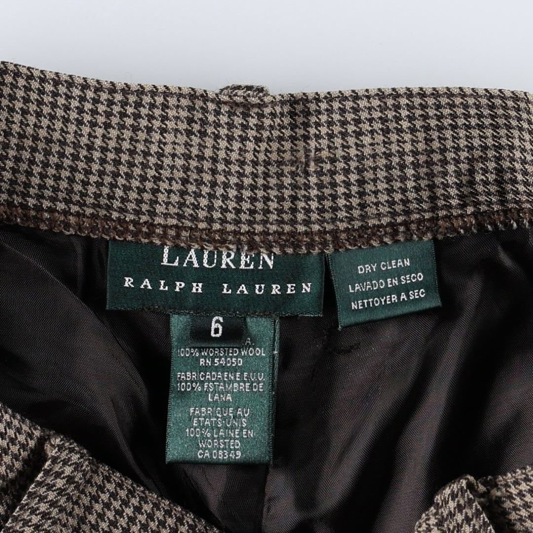 Ralph Lauren houndstooth pattern two-pleat wool slacks, made in the USA, women's size M (equivalent to W26), vintage. wool Beige type Vintage Second Hand