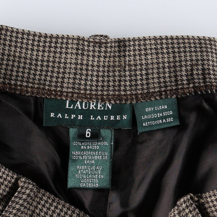 Ralph Lauren houndstooth pattern two-pleat wool slacks, made in the USA, women's size M (equivalent to W26), vintage. wool Beige type Vintage Second Hand