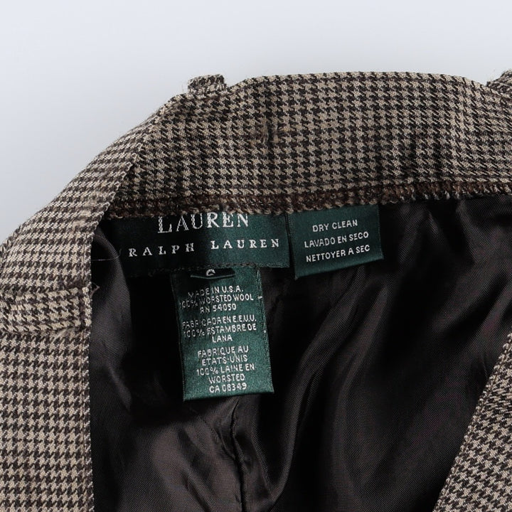 Ralph Lauren houndstooth pattern two-pleat wool slacks, made in the USA, women's size M (equivalent to W26), vintage. wool Beige type Vintage Second Hand