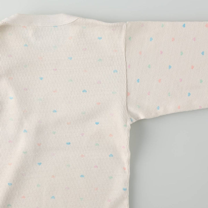 All-over heart pattern thermal long-sleeve T-shirt, honeycomb design, women's size M equivalent. unclear white type Vintage Second Hand